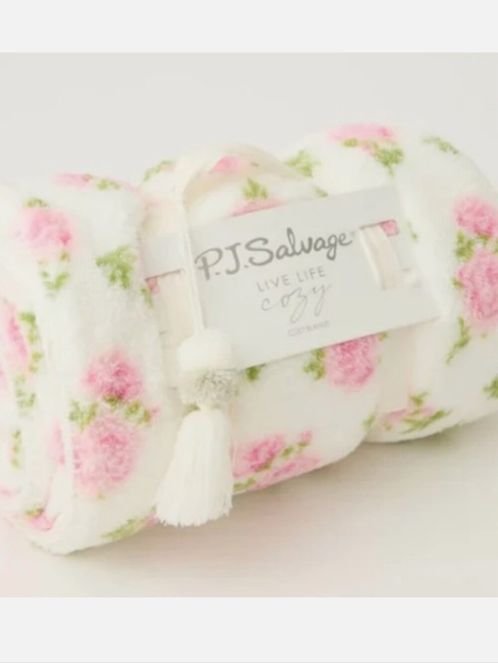 P.J. Salvage Let's Get Cozy Fleece Throw Blanket with Pink Rose Print